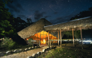 Jungle lodge in the evening, minimal light pollution