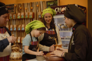 Chocolate making class family